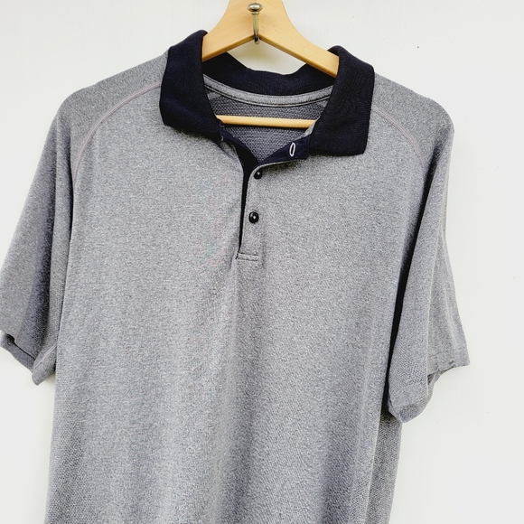 Lululemon Metal Vent Tech Short Sleeve Polo Shirt Golf Gray Black Size Large - Picture 2 of 8